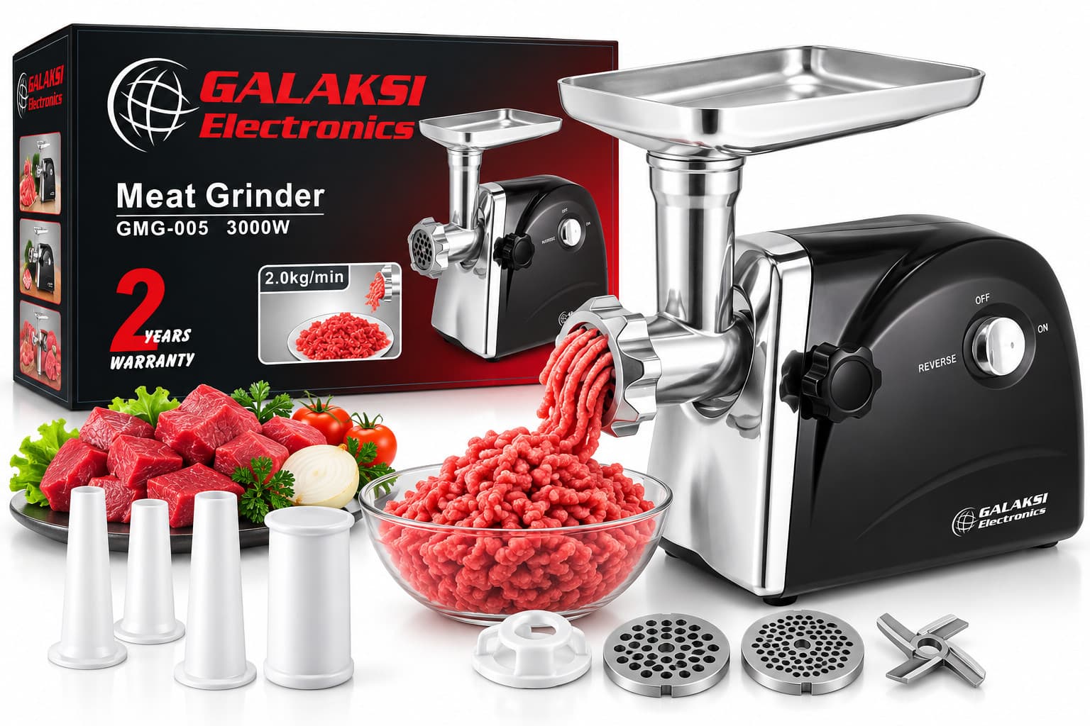 Ətçəkən maşın No brand, 3000 Vt, 2 kq/dəq, Qiymə üçün disk, Qara