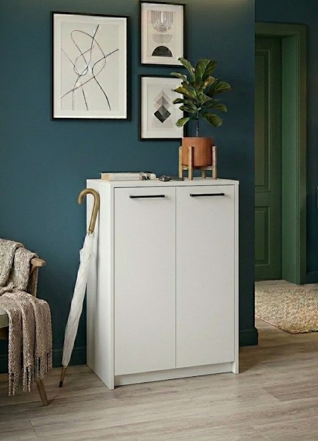 Tumba MB 37, laminat, ağ, 78x54x32 sm
