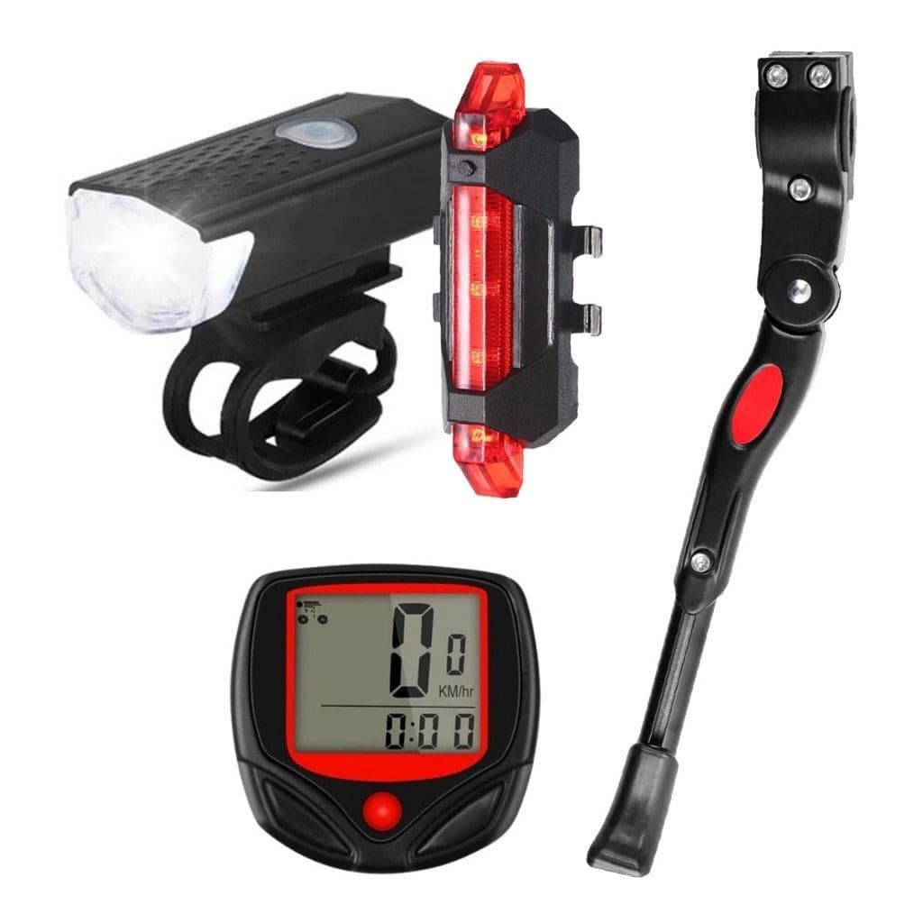 Velosiped üçün dəst Power 97 (sürət ölçən + dayaq + ön fənər + arxa fənər)