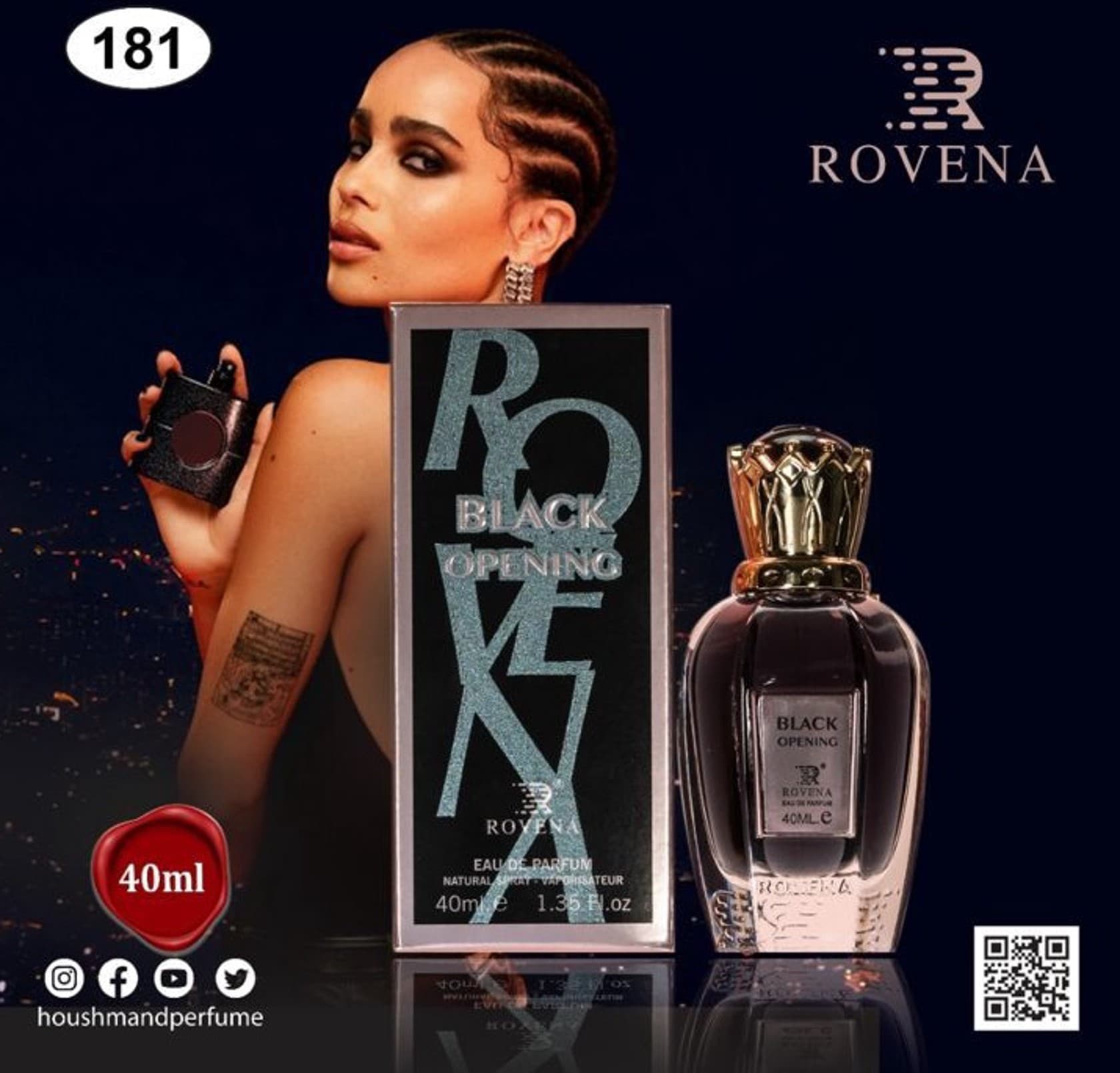 Rovena Black Opening qadınlar üçün ətir suyu 40 ml