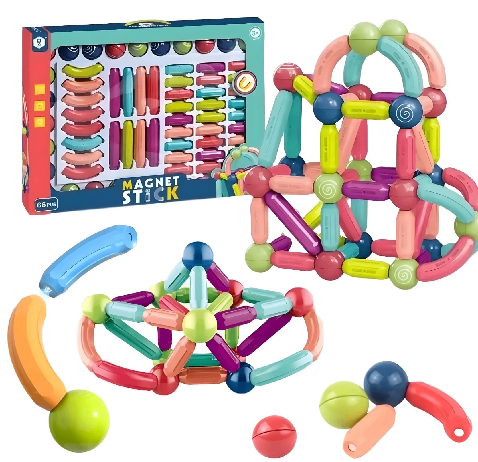 Maqnit konstruktor 47611893, 66 hissə, 3 yaşdan
