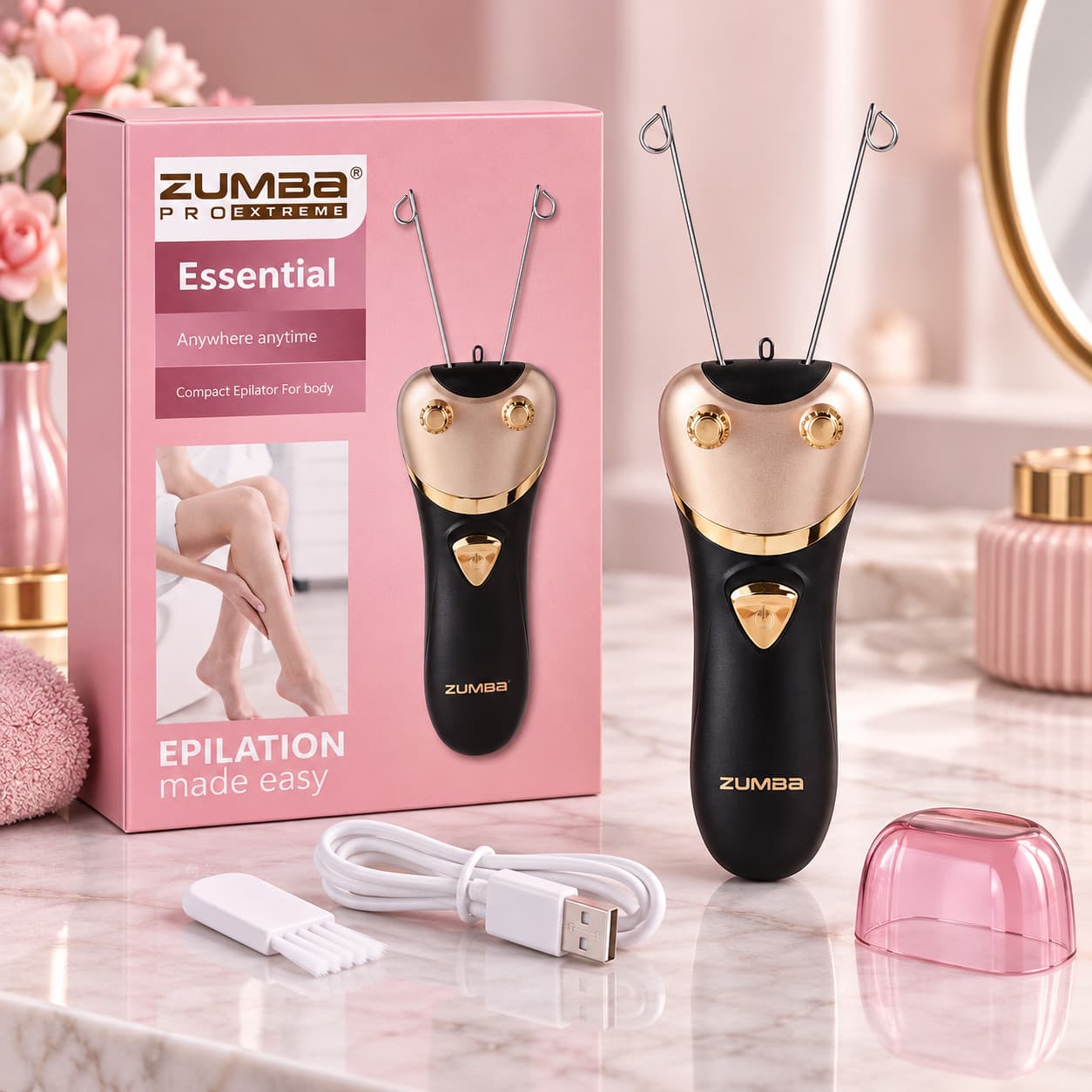 Qadın epilyatoru Zumba ZM-2303, USB, Quru, Qara/Qızılı