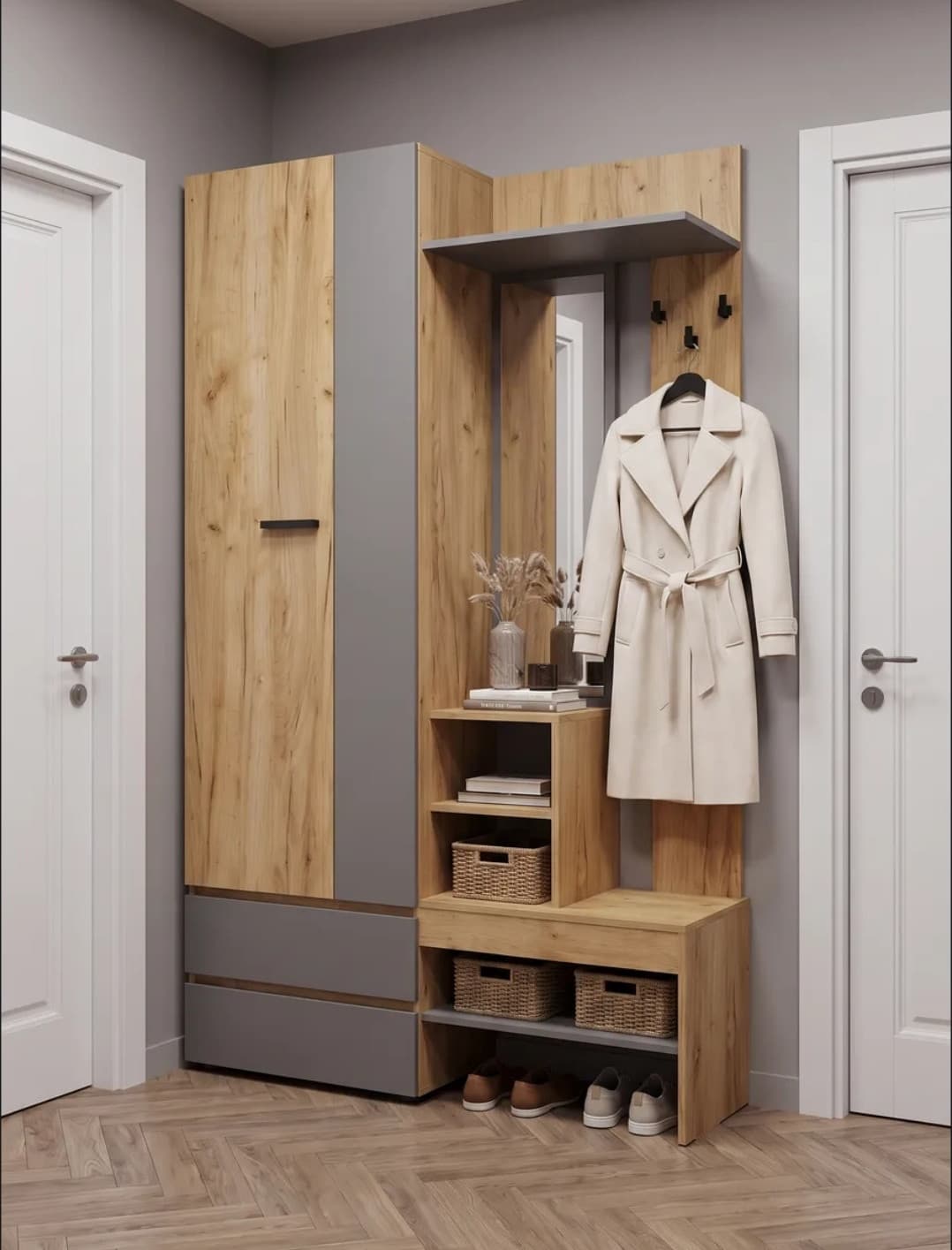 Şkaf, laminat, antrasit/bej, 203x121x36 sm — image 5