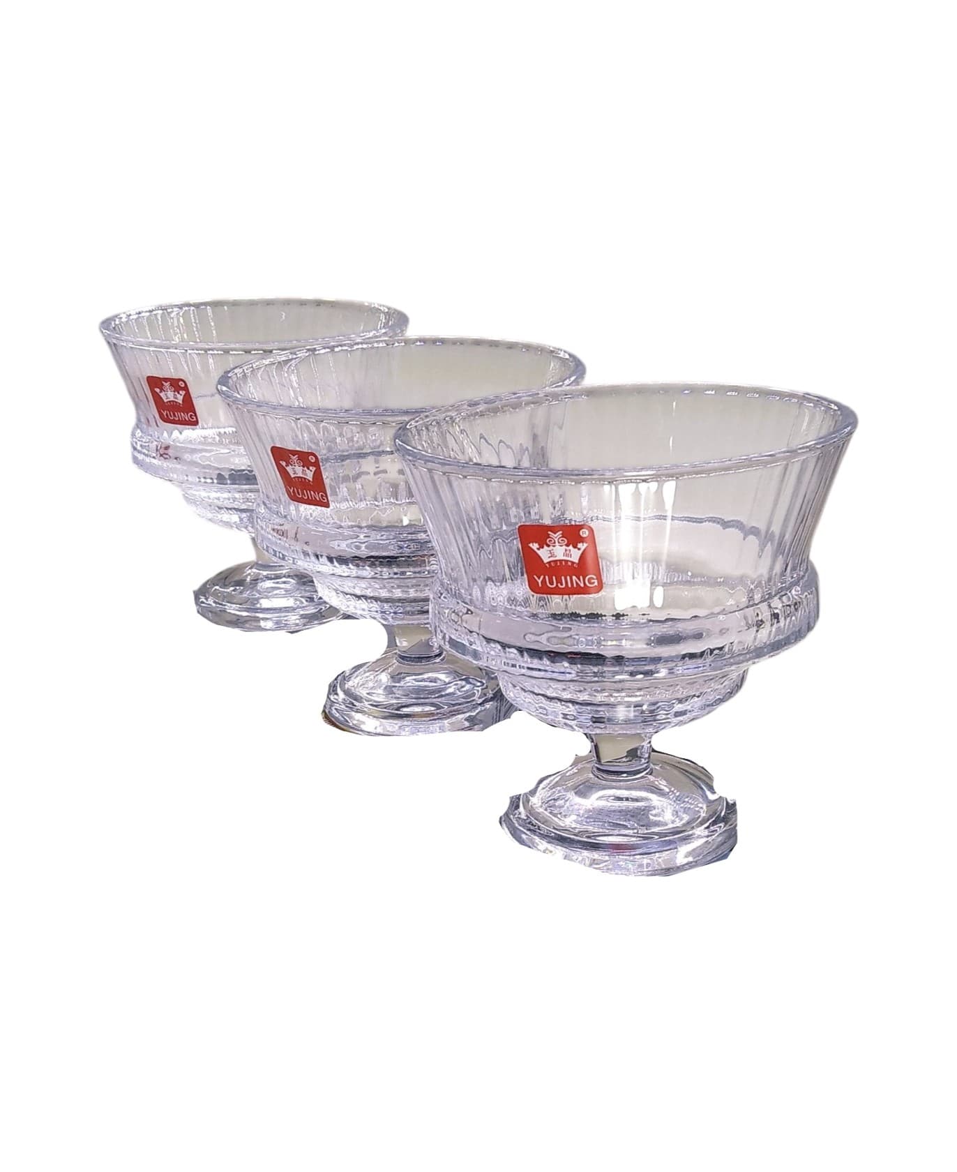 Dondurma qabı dəsti Yujing Glass Ware YJZJ-6802-1, 3 əd, şəffaf
