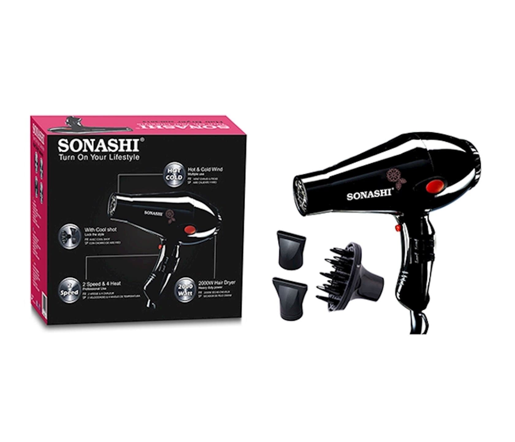 Fen saç üçün Sonashi SHD-3013, 2000 Vt