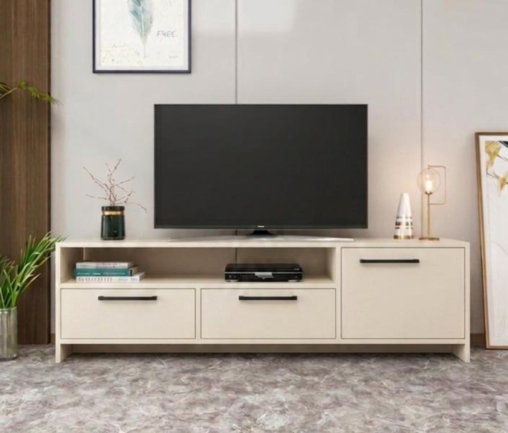 TV üçün tumba MB 9, laminat, bej, 160 sm