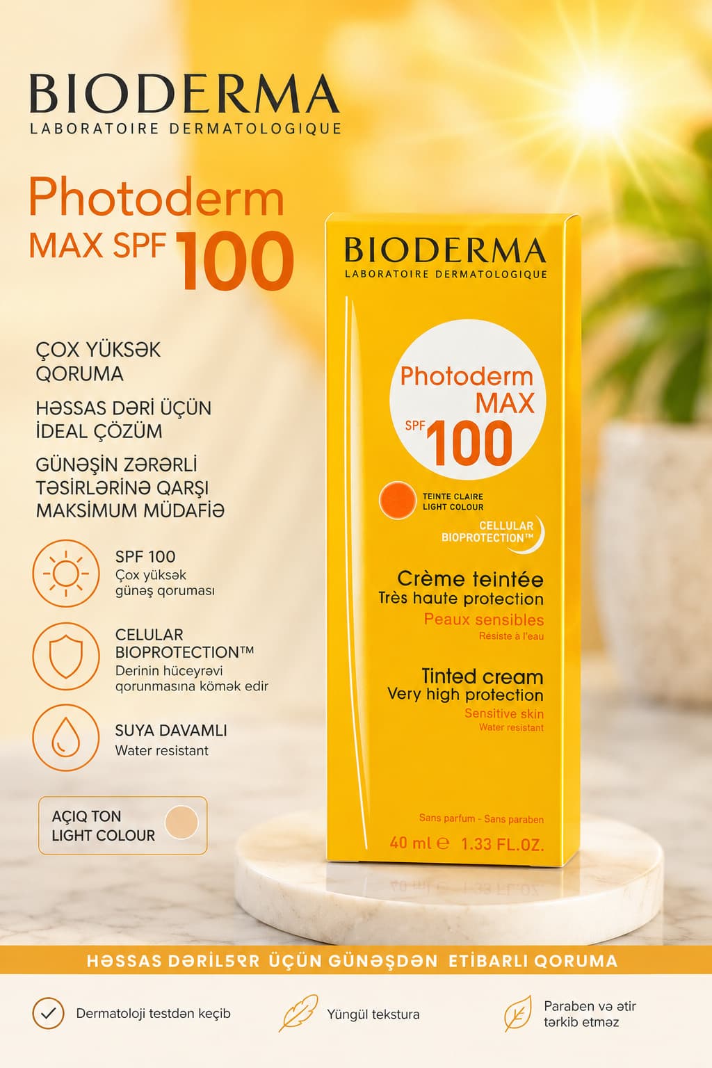 Günəşdən qoruyucu krem Photoderm Max SPF100 Light Colour 40 ml