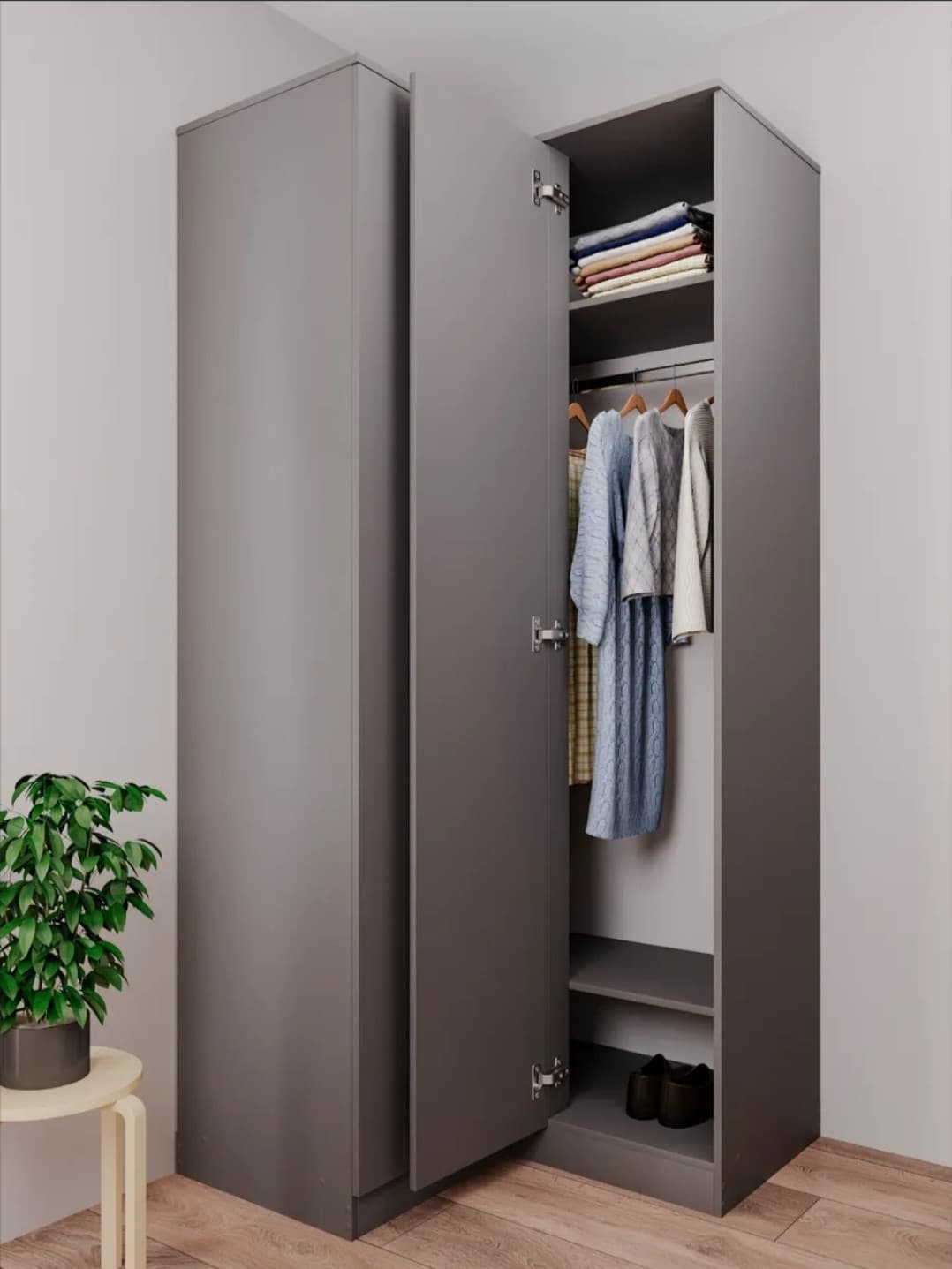 Şkaf Dolab SO0026, laminat, antrasit, 210x95x50 sm