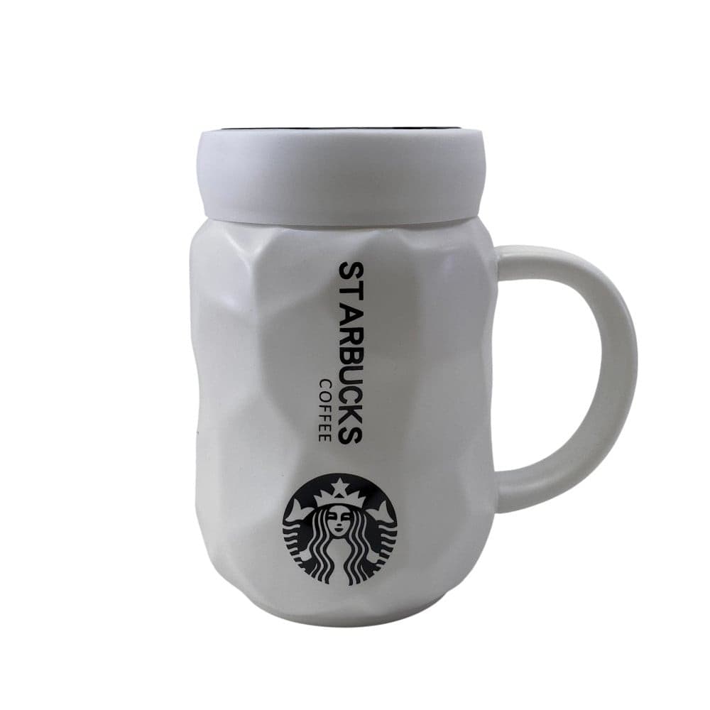 Krujka Starbucks keramika, qapaqlı, ağ - grnsmehsul32