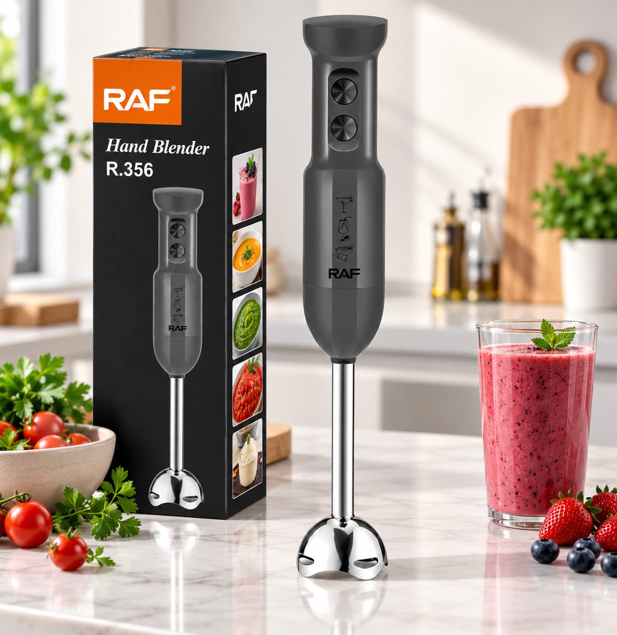 Blender RAF R.356, Salınma, 300 Vt, 0.6 L, Tünd boz