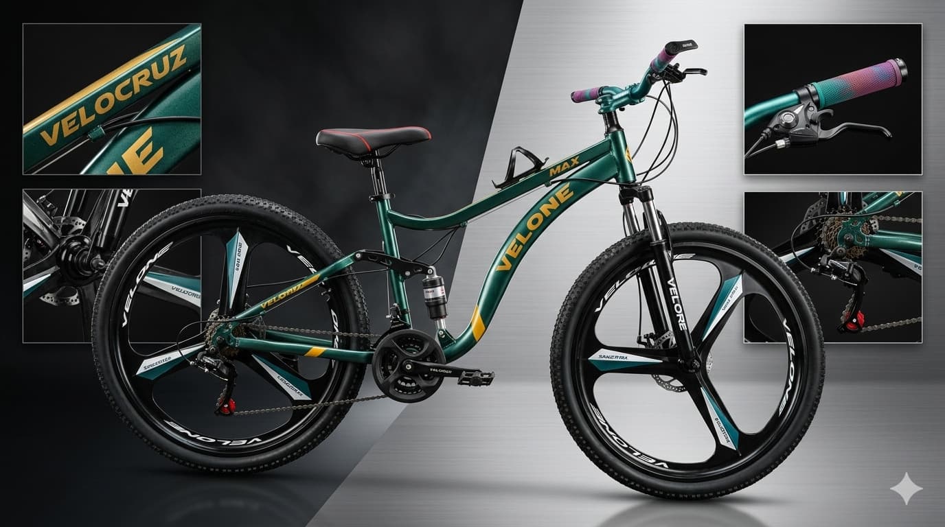 Dağ velosipedi Velocruz 2-shock AMG disc, 26, mat yaşıl