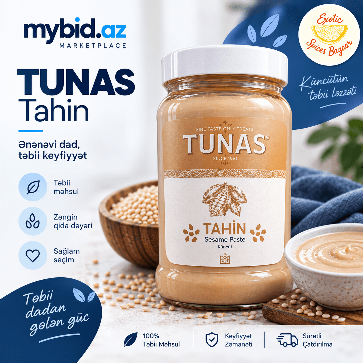 TUNAS Tahin Küncüt Əzməsi 300 qr