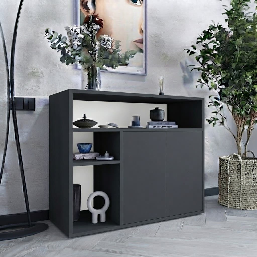Komod No Brand MB 39, laminat, antrasit, 140x90x40 sm