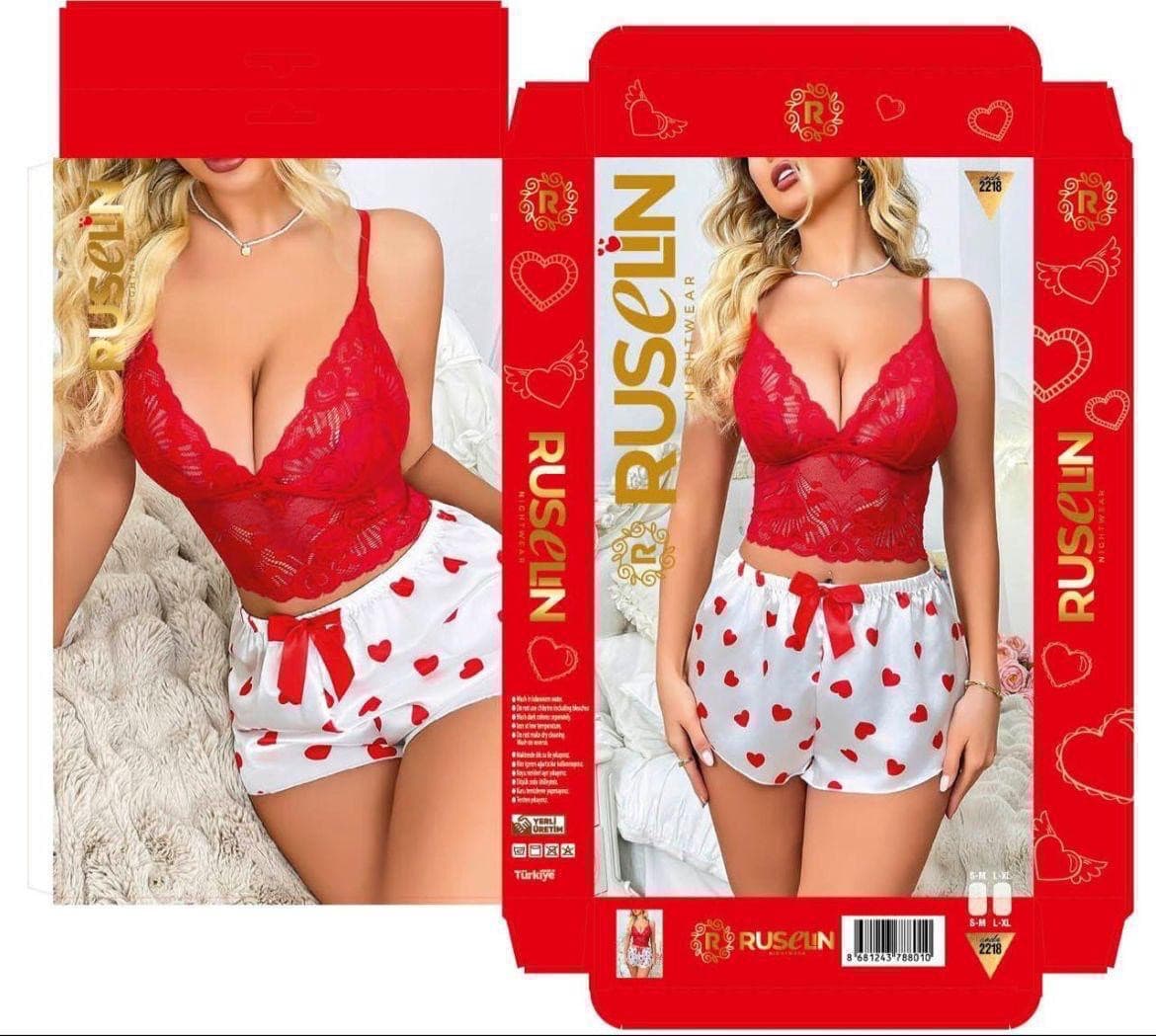 Qadınlar üçün şortlu pijama dəsti 2851903, poliester, qırmızı, ölçü S/M — şəkil 2