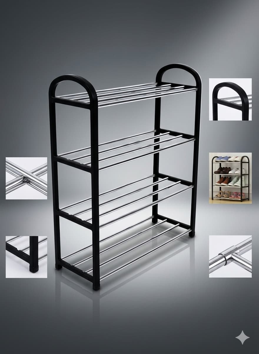 Qara metal ayaqqabı rəfi — şəkil 3