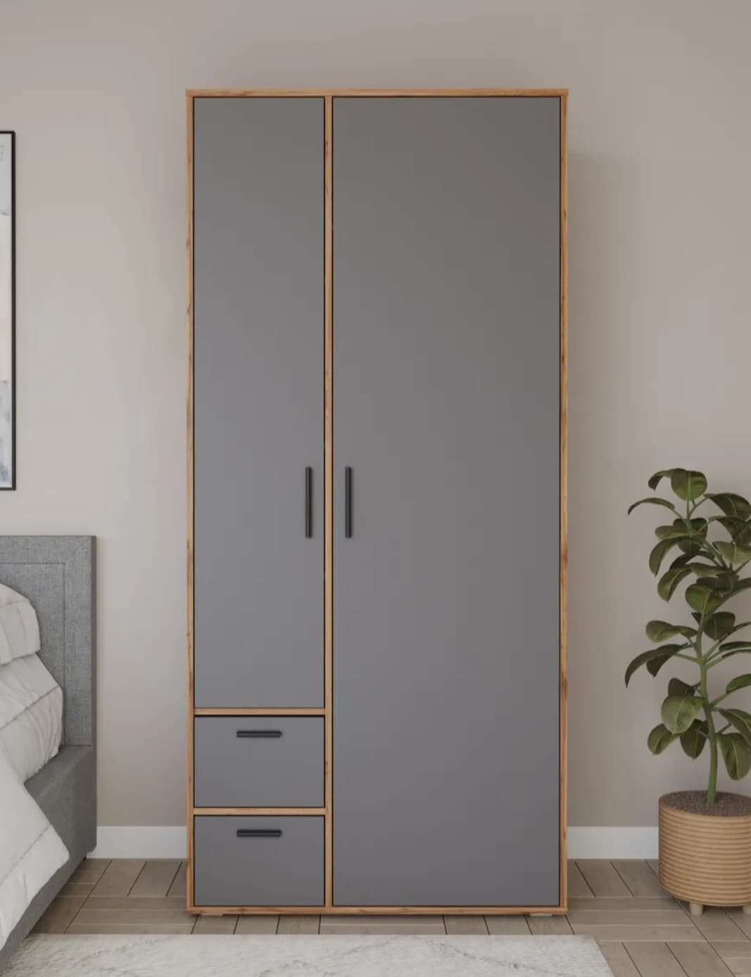 Döşəməüstü dolab, laminat, antrasit/votan, 202x92x45 sm