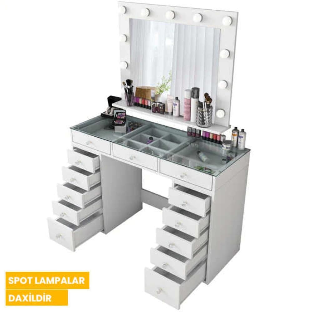 Makiyaj masası s012, laminat, ağ, 45x120x150 sm — изображение 3