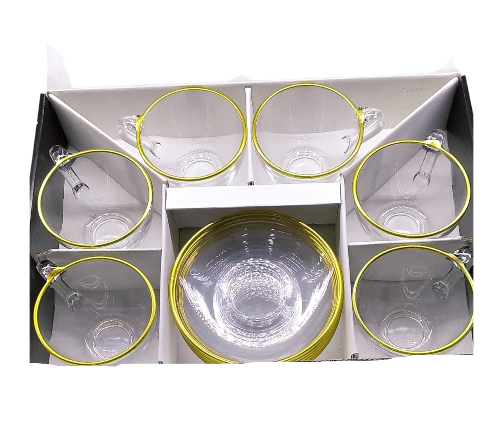 Çay dəsti Green PC-0011, qızılı/şəffaf, 6 nəfərlik