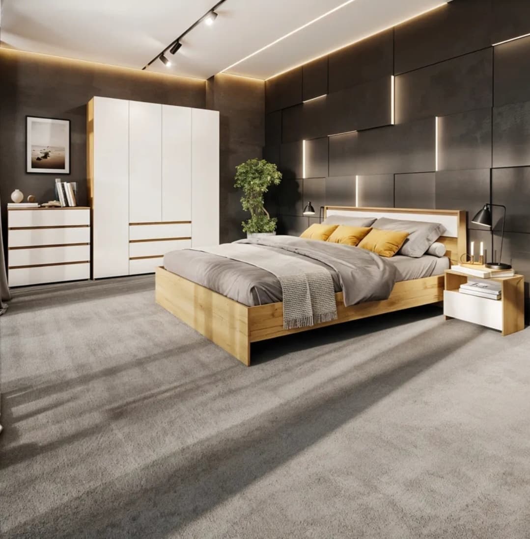 Mebel dəsti yataq otağı üçün S01, laminat, ağ/qəhvəyi