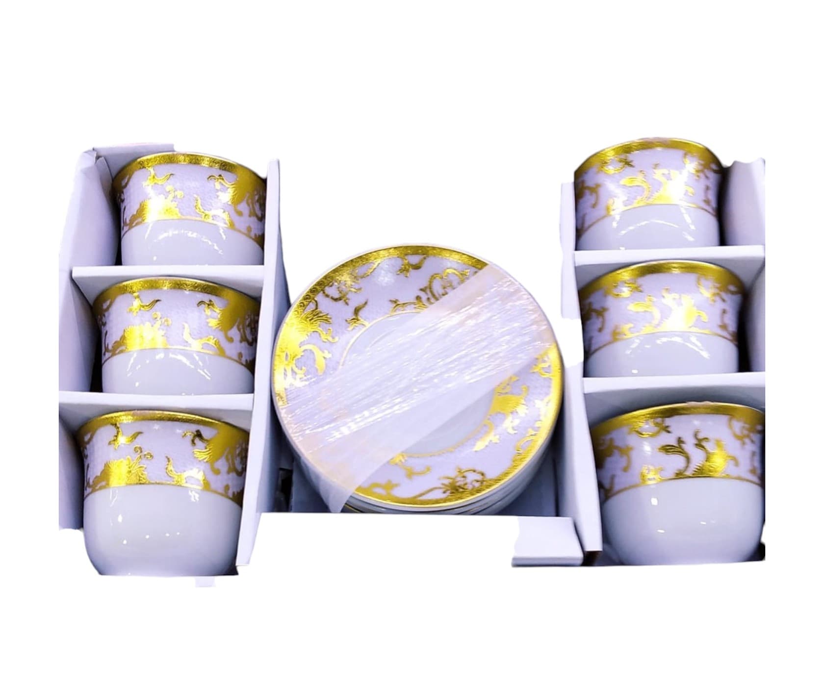 Çay dəsti Green PC-0097, qızılı/ağ, 6 nəfərlik