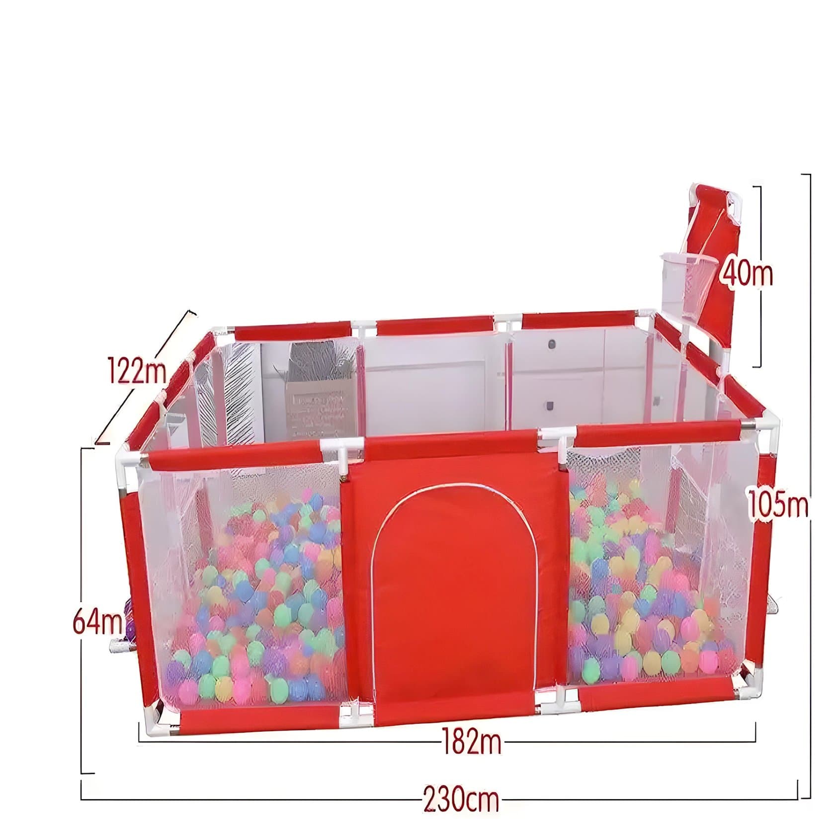 Oyun üçün manej uwc-882-01, 122x182x64 sm, qırmızı — şəkil 2