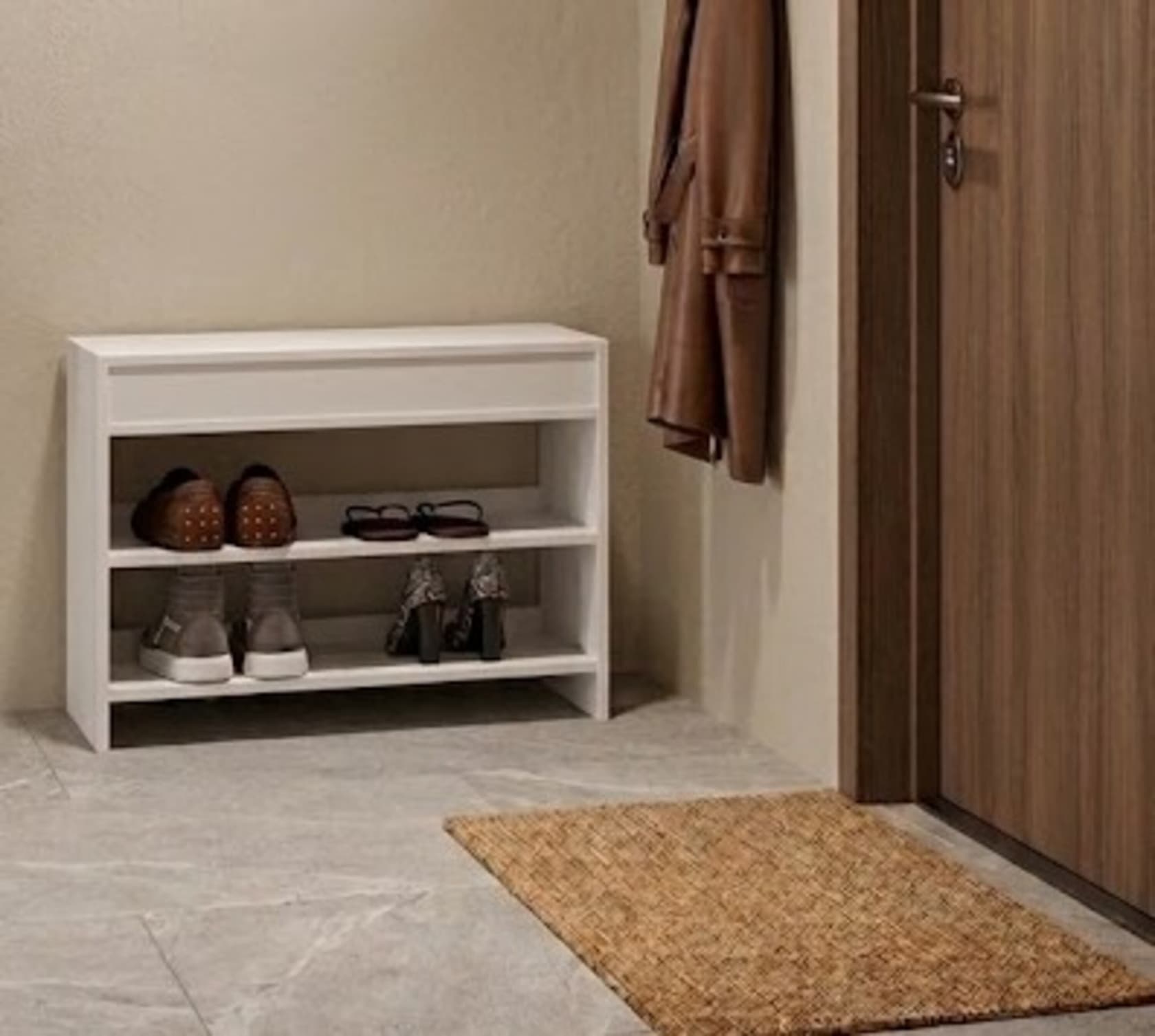 Ayaqqabı üçün rəf MB16, laminat, ağ,56x 80x32 sm
