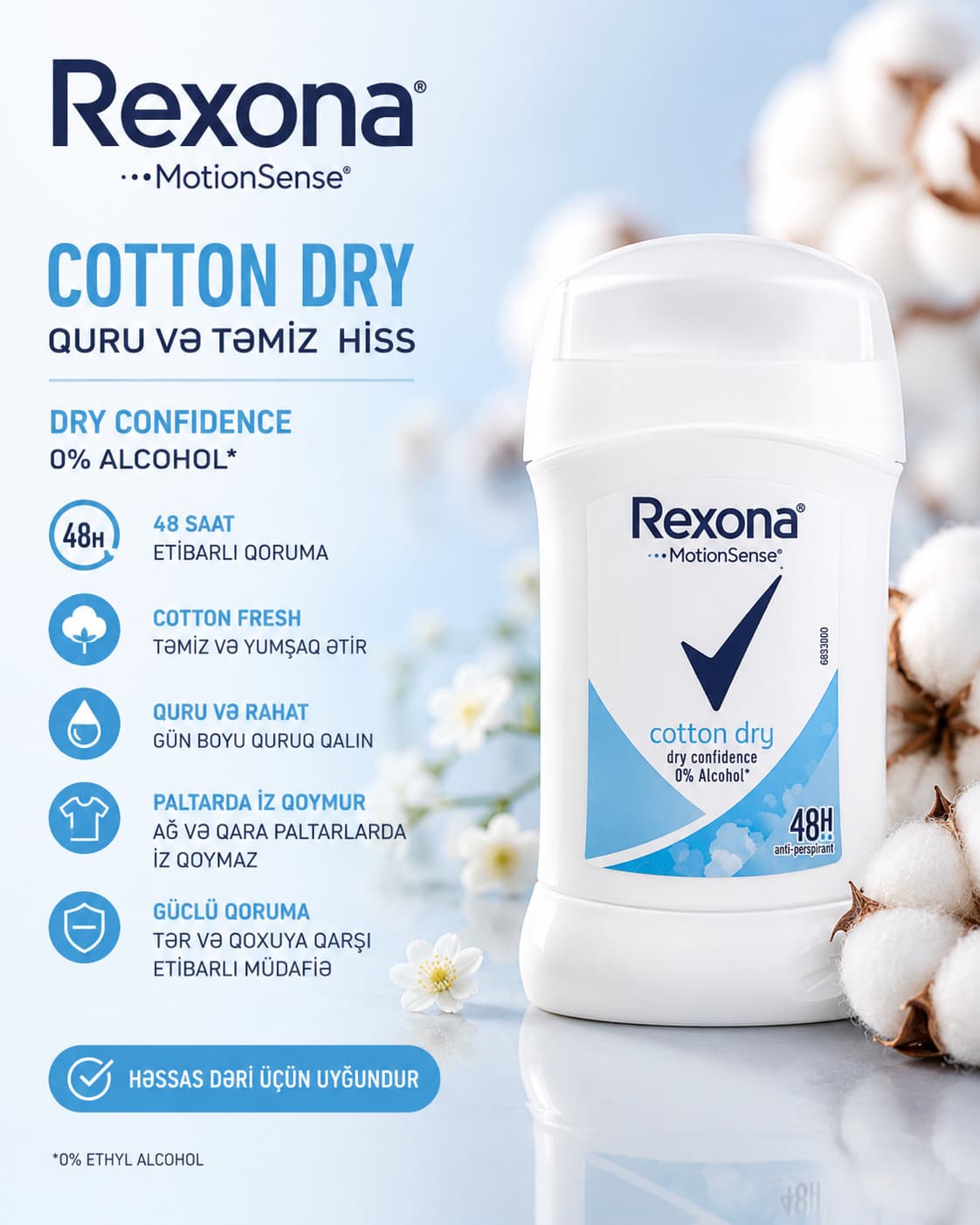 Dezodorant Rexona MotionSense Cotton Dry 40 ml