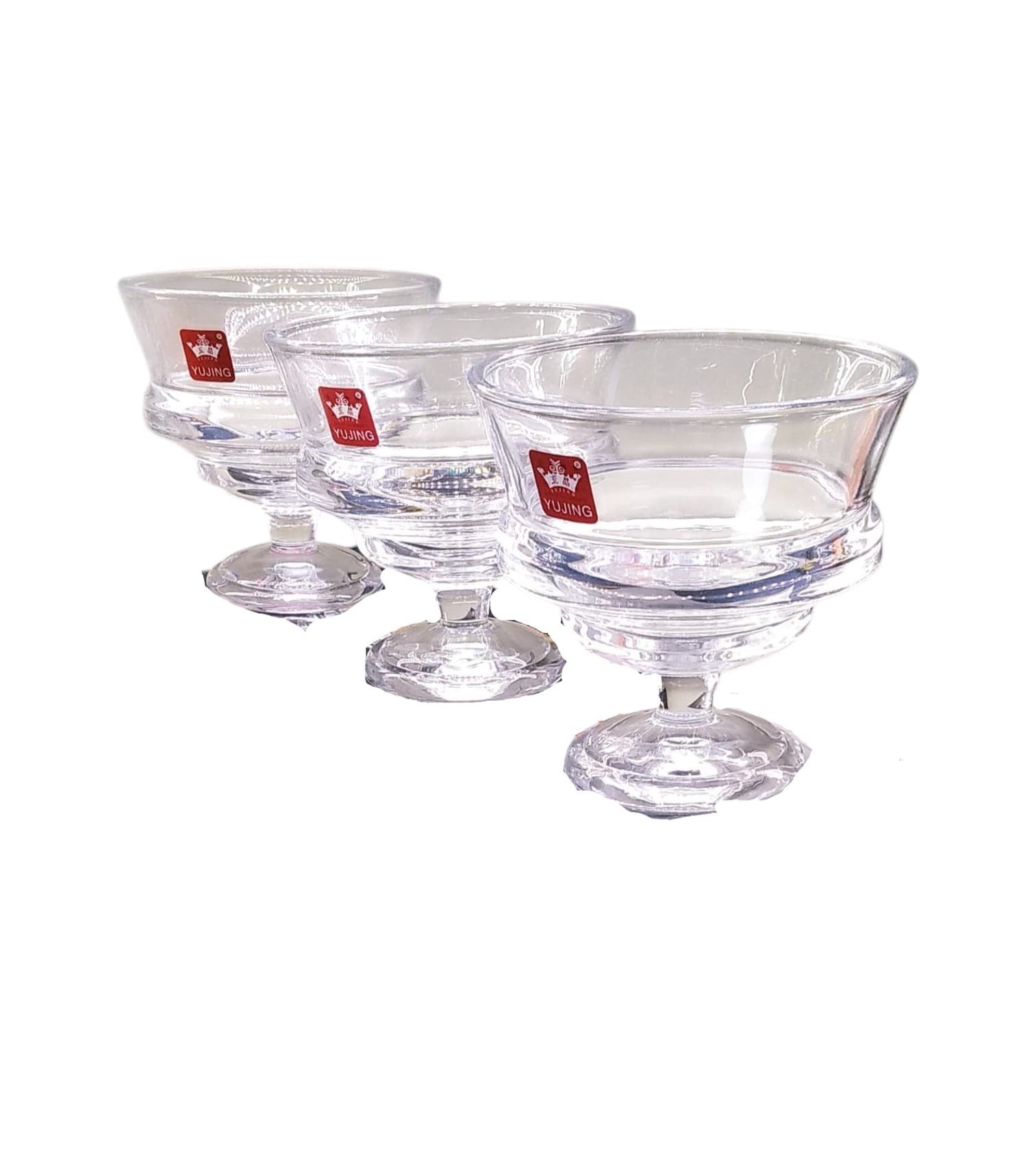 Dondurma qabı dəsti Yujing Glass Ware YJZJ-6802, 3 əd, şəffaf