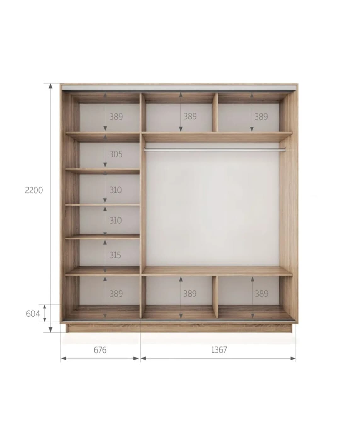 Şkaf SO00107, laminat, sonoma, 220x200x60 sm — изображение 2