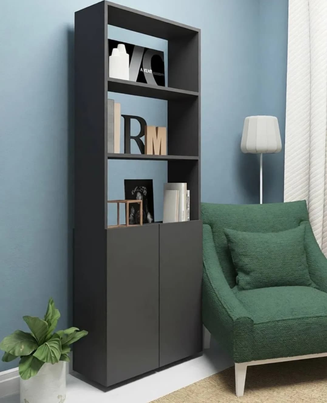Şkaf 97338979, laminat, antrasit, 180x60x35 sm
