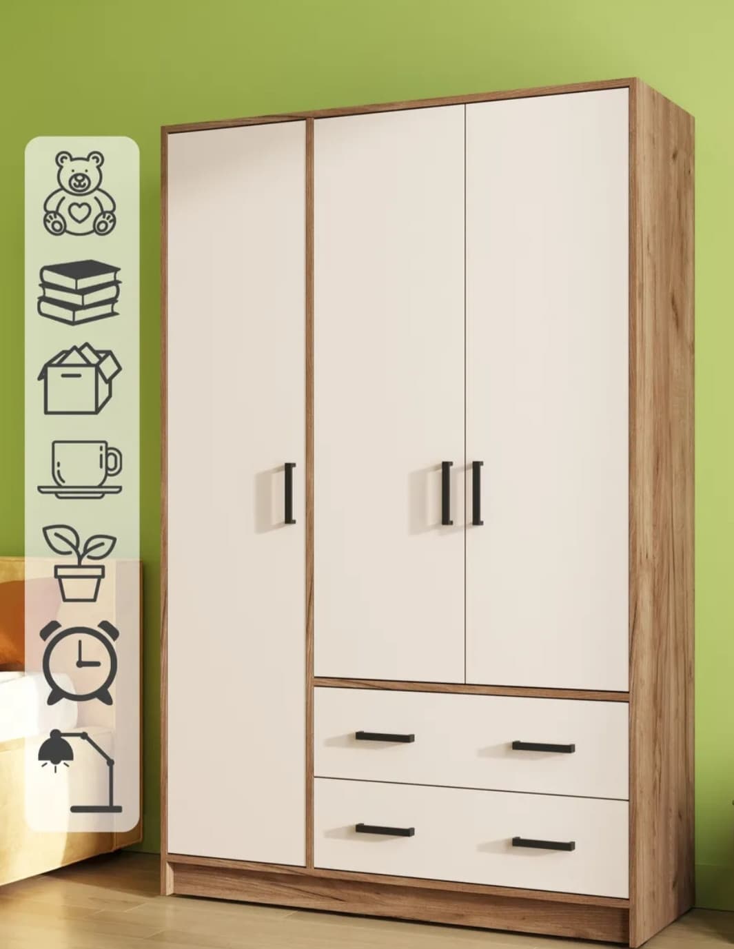 Şkaf S012, laminat, bej, 120x45x180 sm — image 2