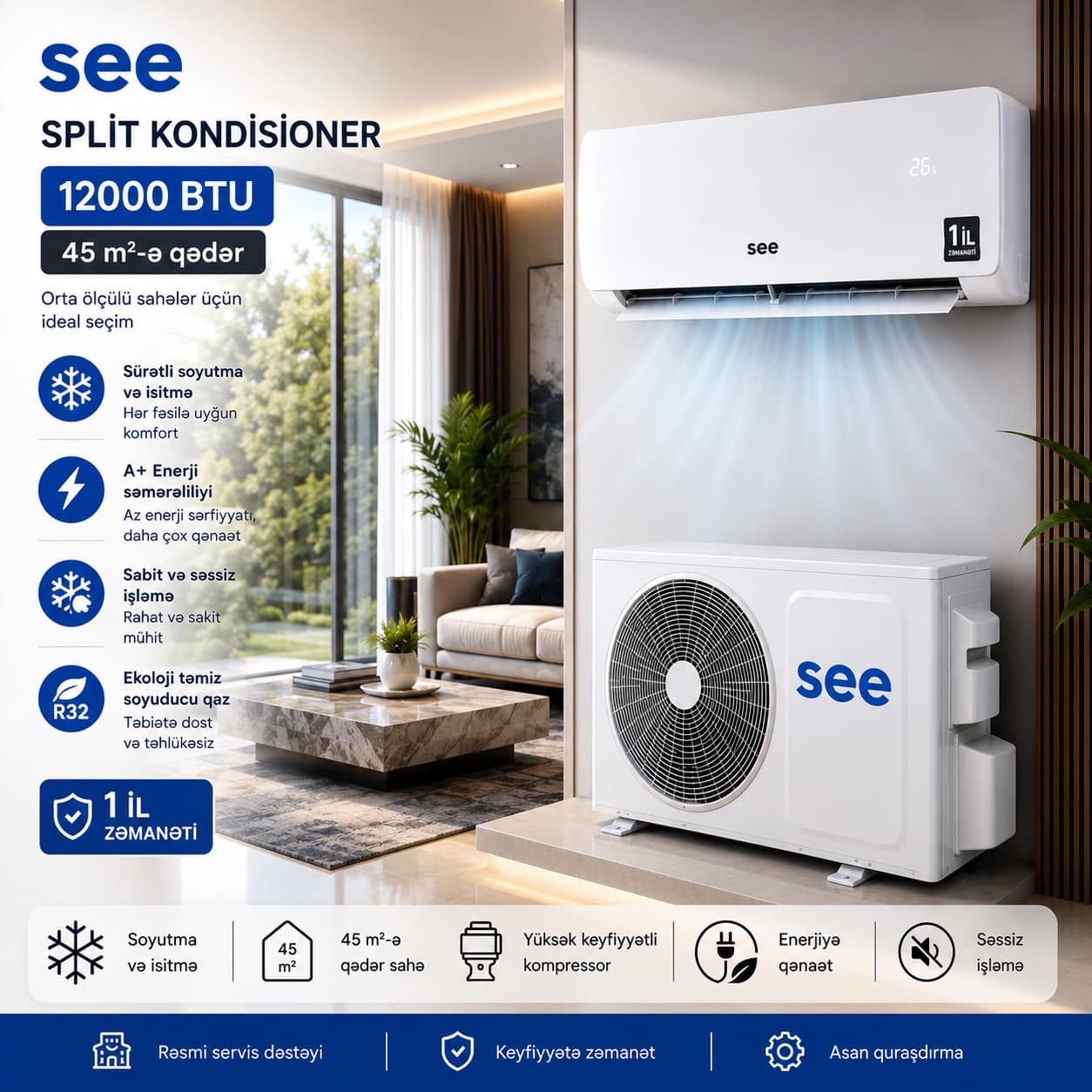 Kondisioner SEE 12000 BTU/saat, ağ
