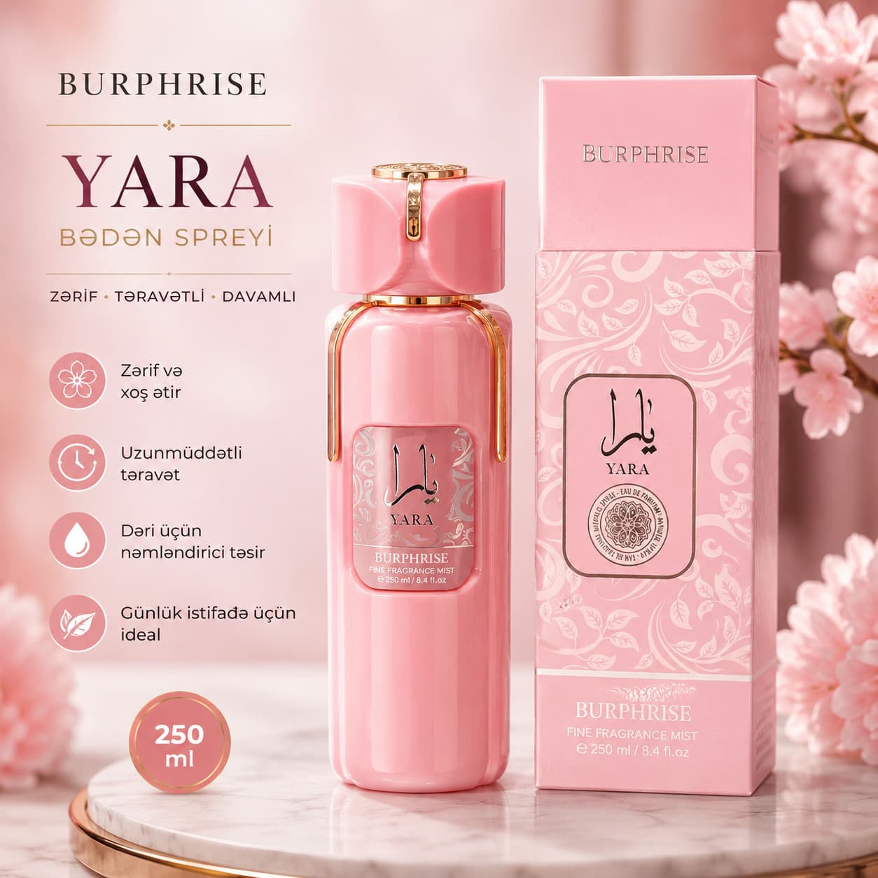 Bədən üçün sprey Rose D'arabie, 250 ml