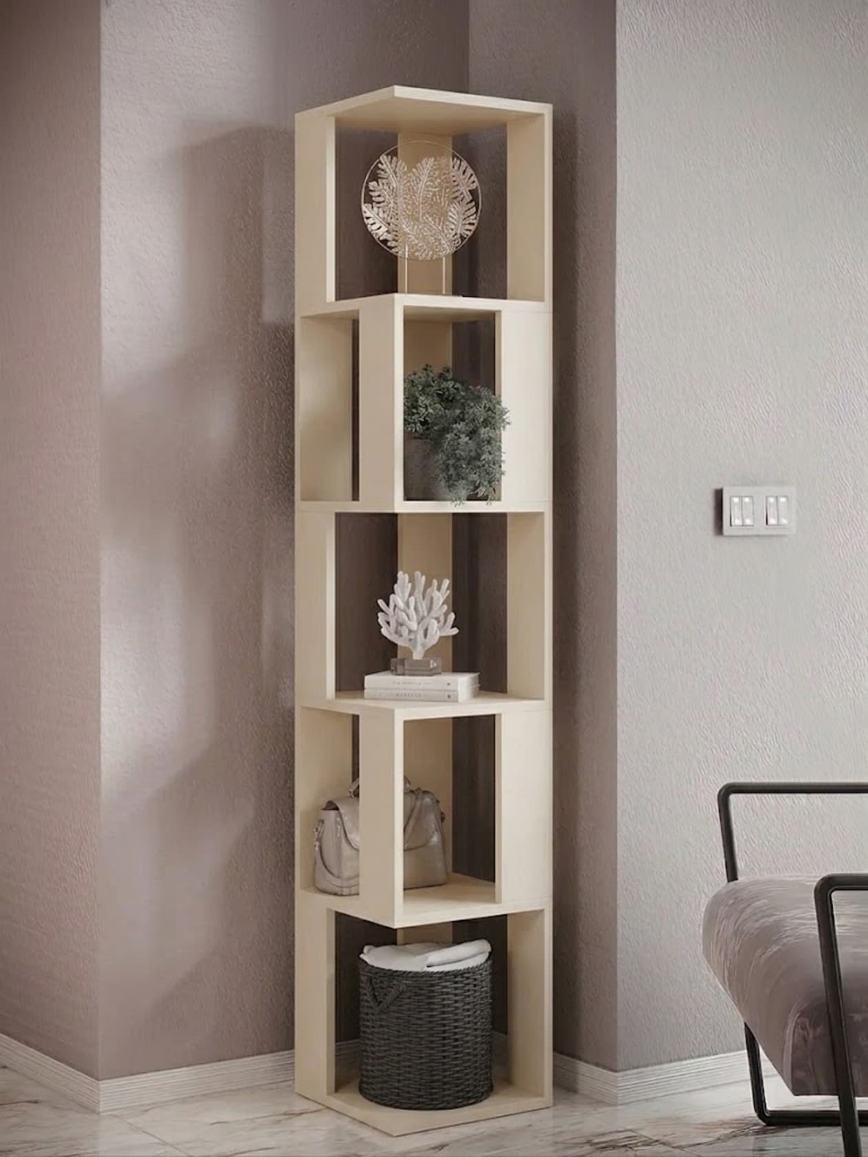 Stellaj, Laminat, Bej, 180x35x35 sm