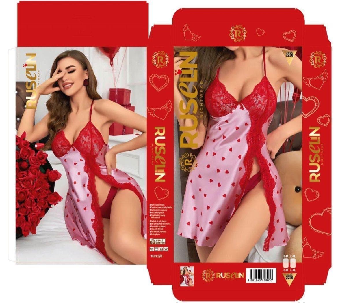 Gecə köynəyi qadınlar üçün, qırmızı, poliester, ölçü S/M