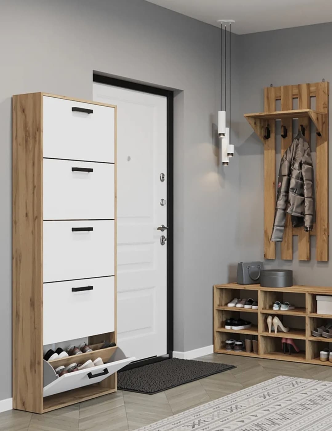 Ayaqqabı üçün stellaj SOS013, laminat, votan, 23x60x178.2 sm