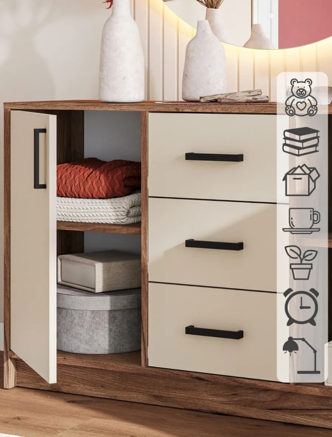 Komod s013, laminat, bej/qəhvəyi, 120x73x33.5 sm — изображение 4