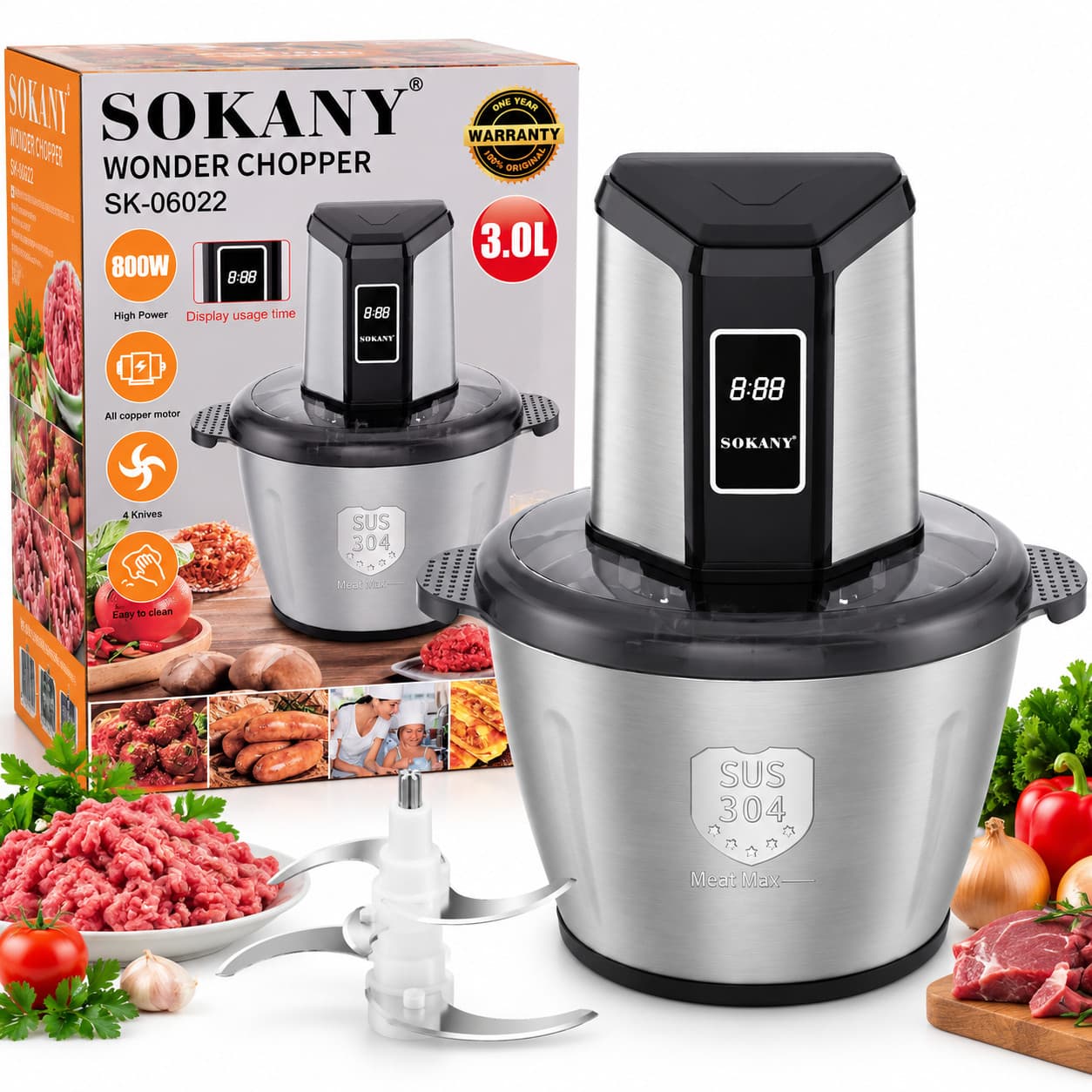 Doğrayıcı 800 W 3 l gümüşü-qara
