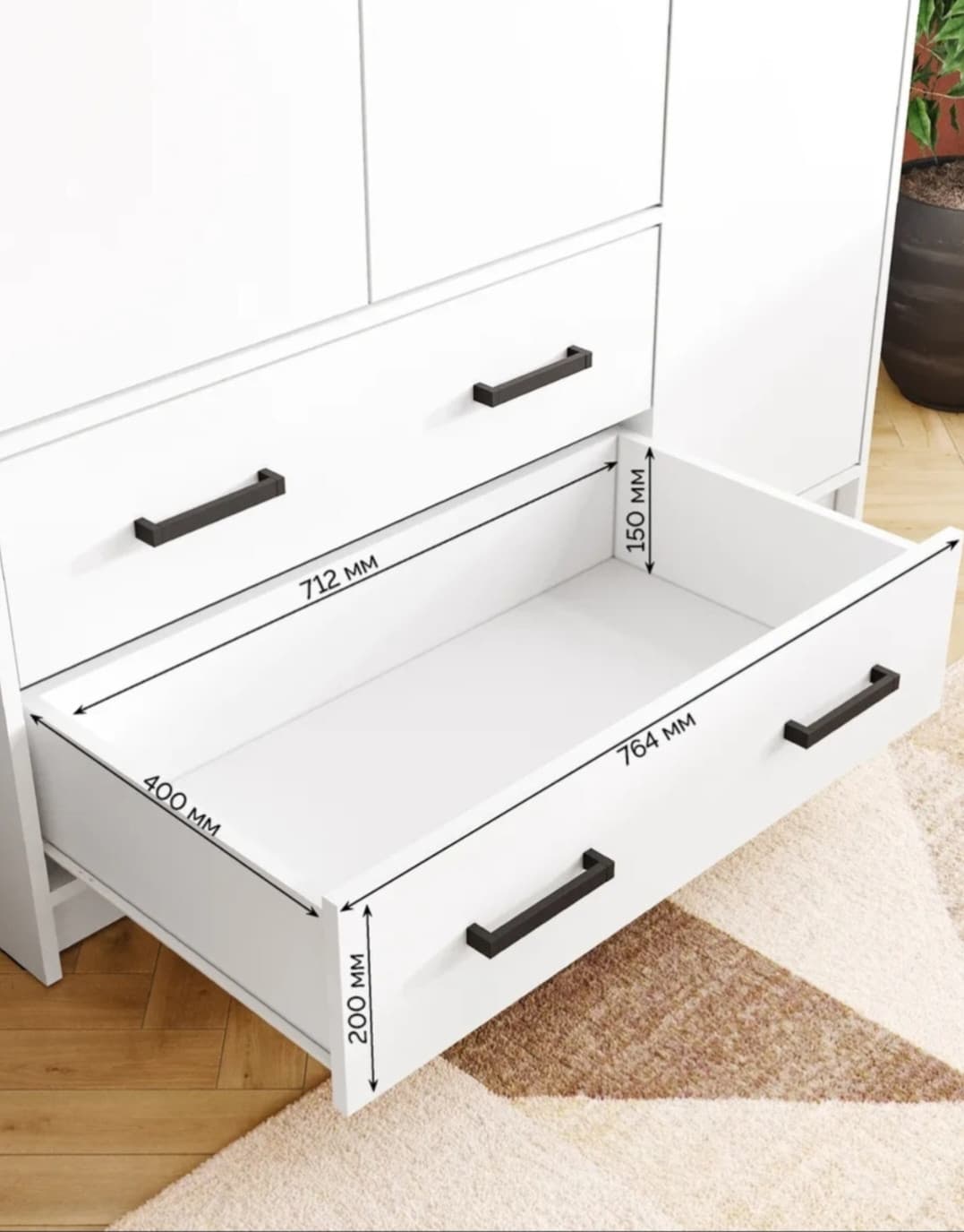 Şkaf 2566300, laminat, ağ 180x120x45 sm — image 3