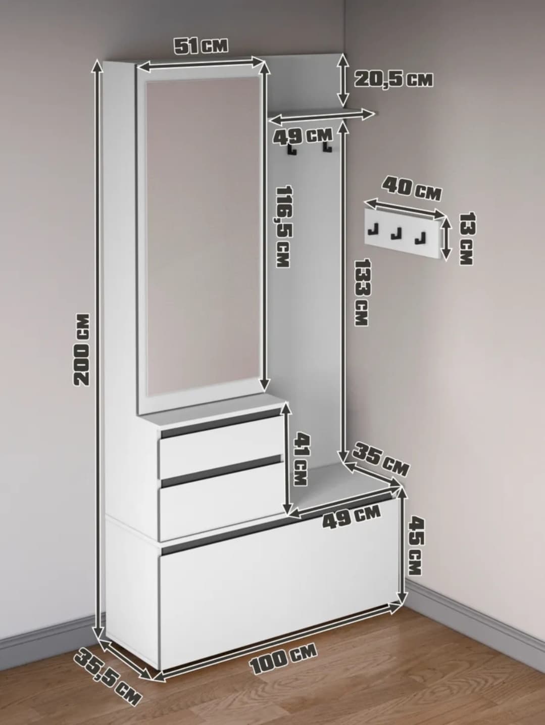 Şkaf, laminat, ağ, 200x100x35 sm — изображение 7