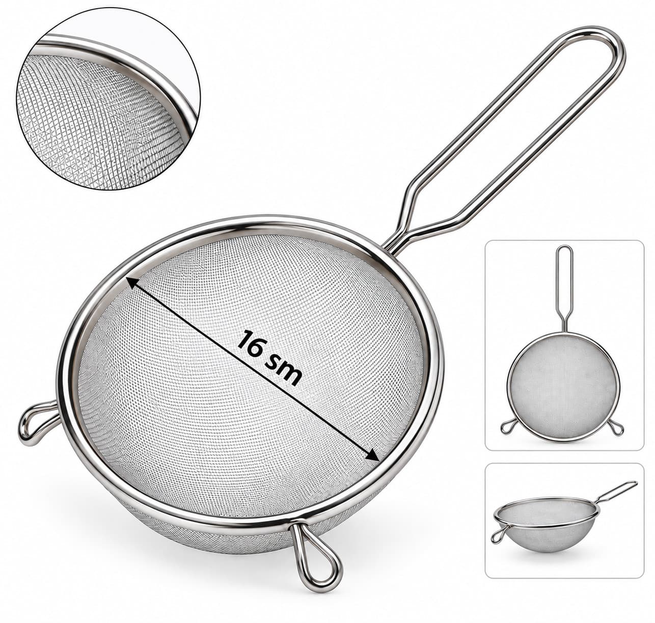 Süzgəc No brand, 16 sm, 1 əd, Gümüşü