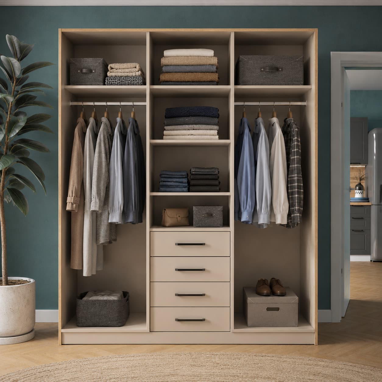 Şkaf SO77, laminat, krem/votan, 50x160x230 sm — изображение 3