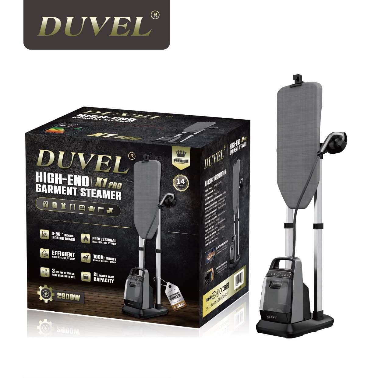 Geyim buxarlayıcısı Duvel X1 Pro, 2900 Vt, Qara