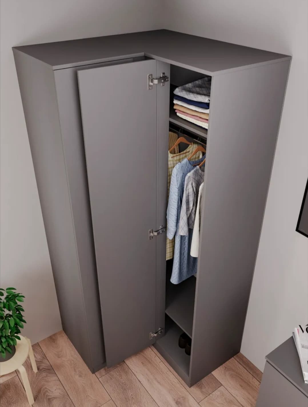 Şkaf Dolab SO0026, laminat, antrasit, 210x95x50 sm — изображение 3