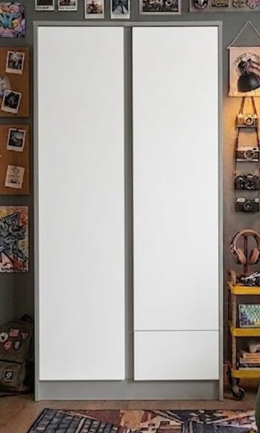 Döşəməüstü dolab, Laminat, Boz/Ağ, 180x75x50 sm