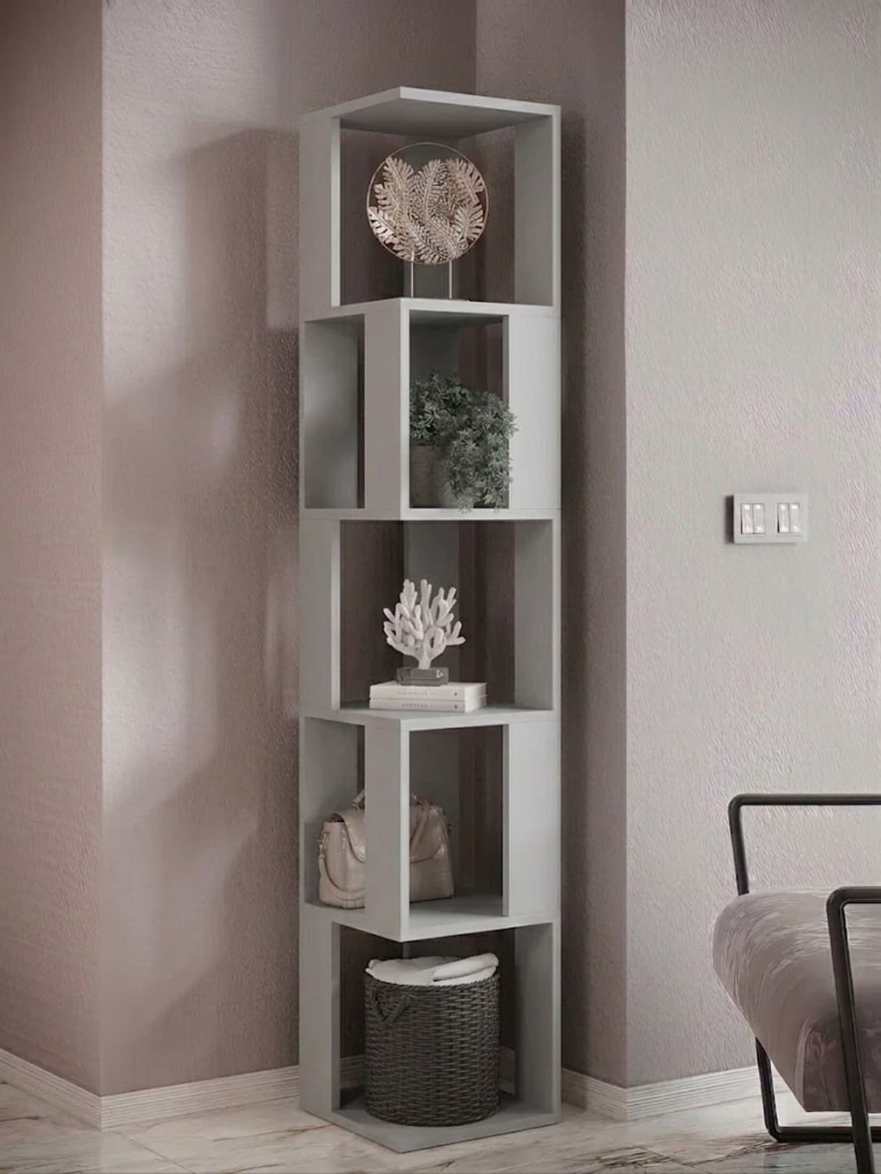 Stellaj, Laminat, Boz, 180x35x35 sm