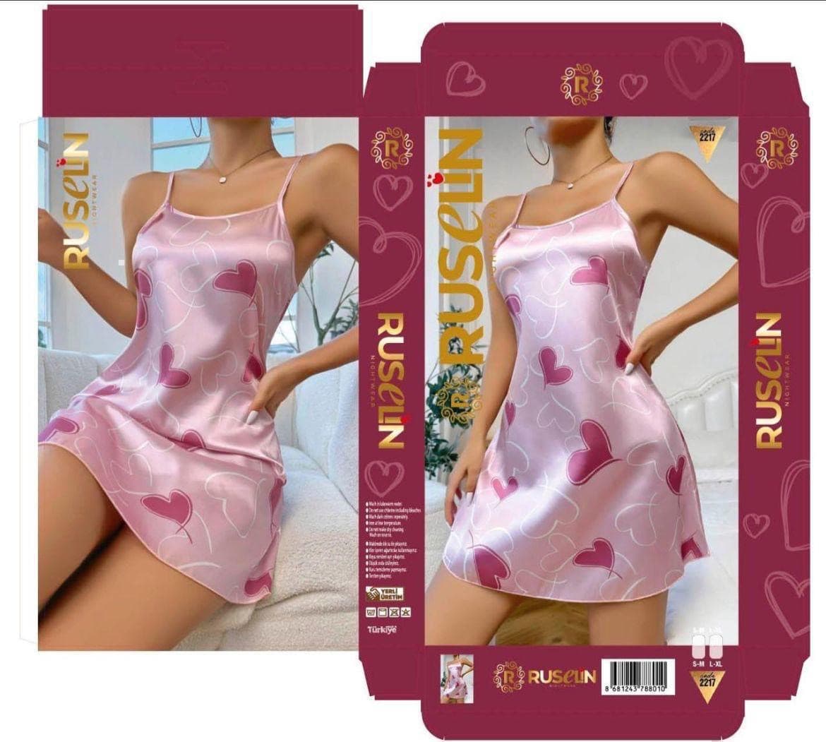 Gecə köynəyi, çəhrayı, satin, ölçü, S/M