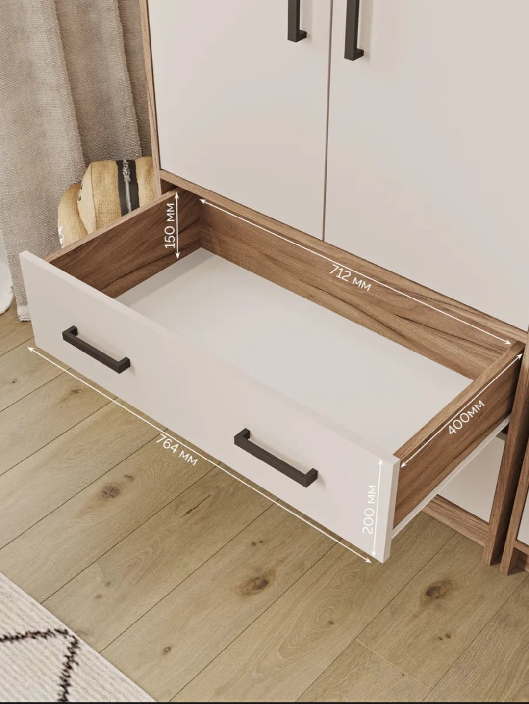 Döşəməüstü dolab, laminat, krem, 180x80x45 sm — изображение 4