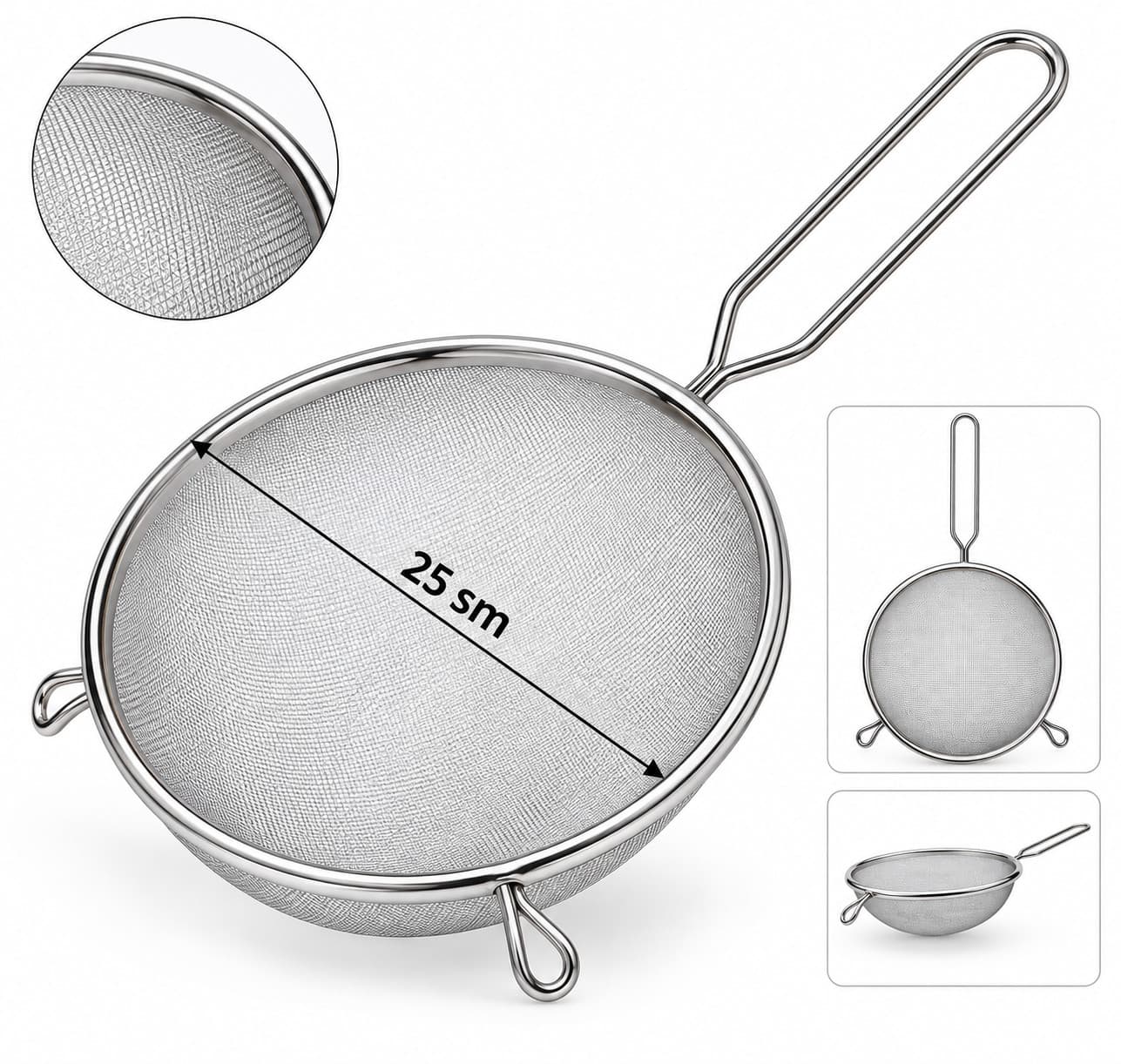 Süzgəc No brand, 25 sm, 1 ədəd, Gümüşü