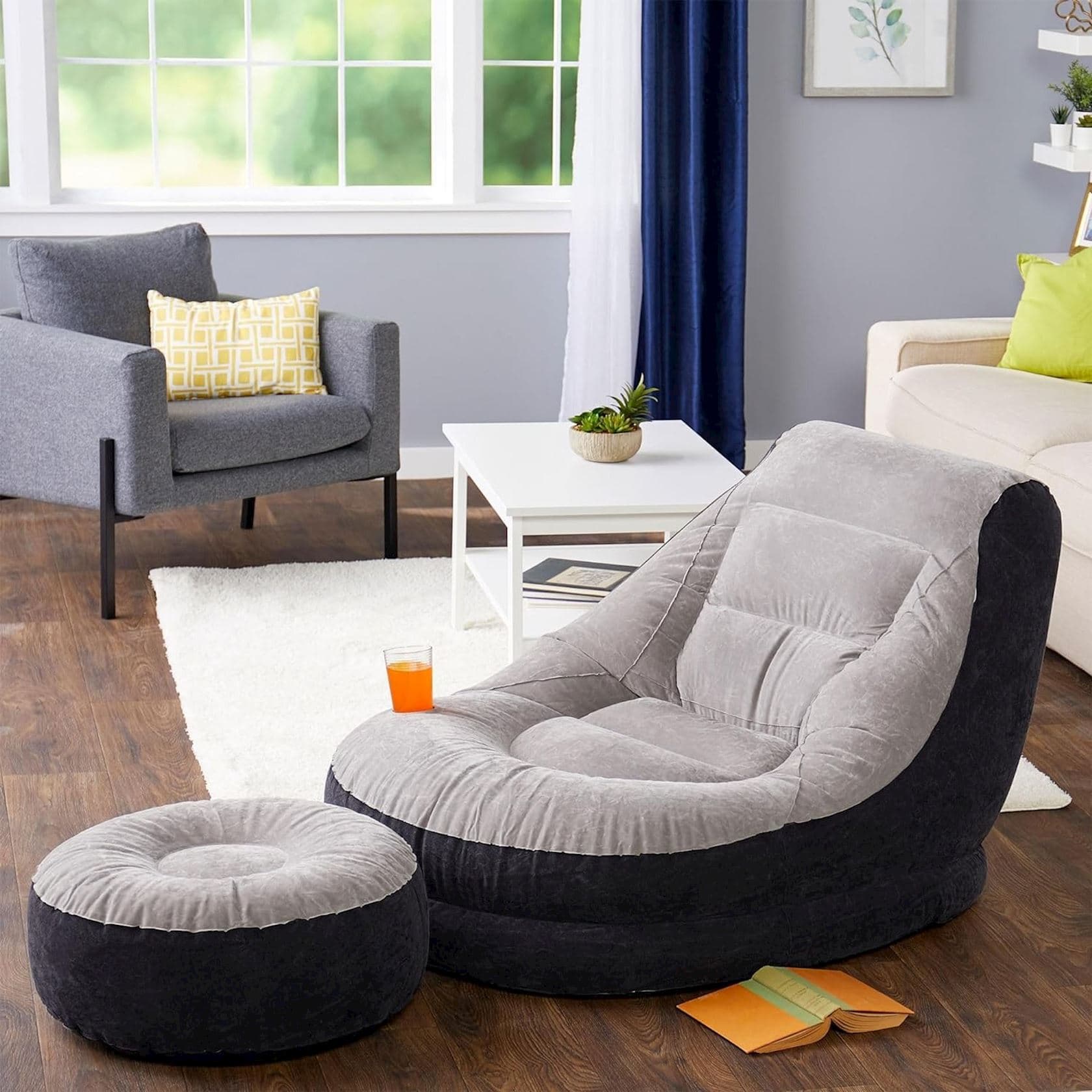 Şişirdilmiş kreslo pufik ilə Intex Ultra lounge 68564, boz — şəkil 3